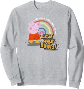 Толстовка с изображением Свинки Пеппы: «Если прыгаешь в грязные лужи, надень сапоги!», синяя Peppa Pig