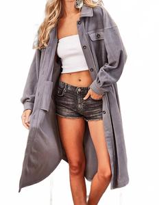 Серая удлиненная куртка оверсайз из флиса BiBi, серый