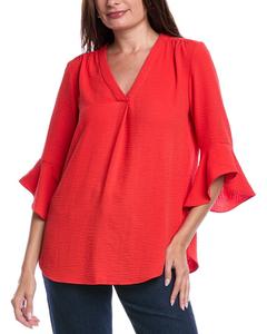 Джонс Нью-Йорк Блузка с Y-образным вырезом Jones New York, красный