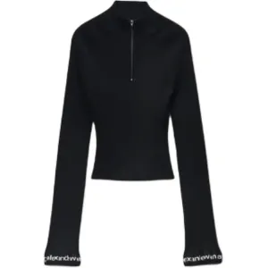 Топ с ребристым логотипом Alexander Wang, черный