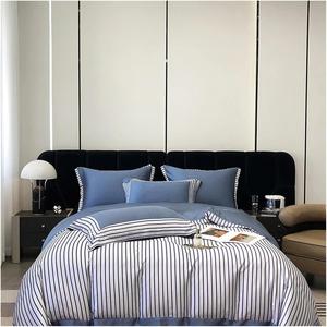 CAIMIAO Комплект постельного белья из натурального хлопка 800TC с современным полосатым принтом, шелковистой текстурой и простыней на резинке