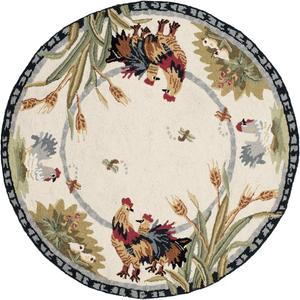 Ковер SAFAVIEH, 244 x 244 см, Chelsea Collection, Ivory, Hand-Hooked French Country Wool, идеален для помещений с высокой проходимостью в гостиной, спальне (HK56A)