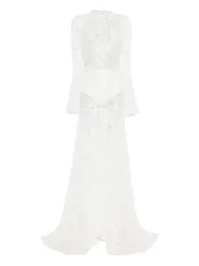 Расклешенное кружевное платье макси Miau By Clara Rotescu, белый