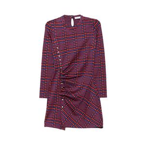 Платье Rabanne Plaid Long-Sleeve Dress, Red/Blue