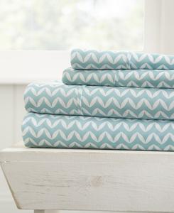 Комплект постельного белья Farmhouse Chic Premium Ultra Soft Pattern из 4 предметов, размер Queen Ienjoy Home, цвет light blue chevron