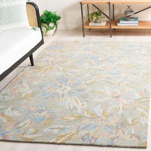 Ковер SAFAVIEH, 92 x 153 см, Jardin Collection, Grey & Blue, ручной работы из шерсти, цветочный дизайн, идеально для гостиной, спальни, столовой (JAR351F-3)