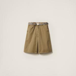 Юбка из хлопкового атласа, окрашенного в готовом виде Miu Miu, зеленый