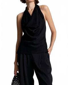 Блузка Eliana Crepe Halter Top в черном цвете A.L.C., черный