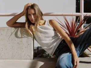 Плотный вязаный топ Zara, экрю