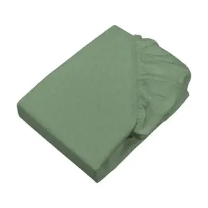 Простыня на резинке фланелевая меланжевая, тонкая фланелевая простыня на резинке, 100 х 200 см, шалфейно-зеленый меланж, матрасы высотой до 23 см, спальное место sleepling