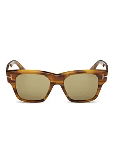 Солнцезащитные очки в квадратной оправе черепаховой расцветки TOM FORD Eyewear, коричневый