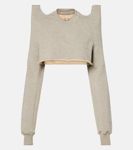 Укороченная толстовка из смесового хлопкового джерси Rick Owens, Melange Grey