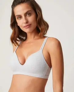 Бюстгальтер без косточек с наполнителем из хлопка и модала Ysabel Mora, светло-серый