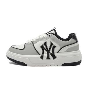 MLB Низкие нескользящие скейтерские кроссовки unisex с массивной подошвой, серо-белые