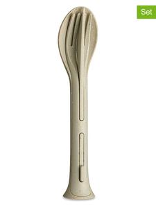 Набор столовых приборов "Klikk Pocket" из 3 предметов бежевого цвета - (Д)17 см koziol