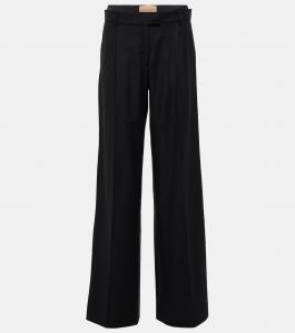 Широкие шерстяные брюки Conso с низкой посадкой Aya Muse, черный