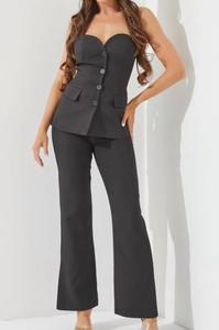 Черный комплект с топом-трубой и брюками RIVIR