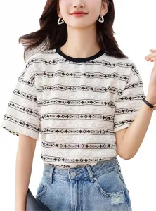 Женская корейская мода футболка с круглым вырезом и коротким рукавом