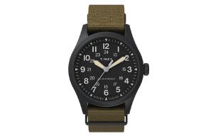 Timex Наручные часы ATLANTIS Collection, кварцевый механизм, тканевый ремешок, диаметр 41 мм, черный циферблат, мужские часы