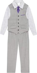 Костюм для мальчиков Calvin Klein из 4 предметов: жилет, брюки, рубашка с воротником и галстук, Dark Grey Sharkskin