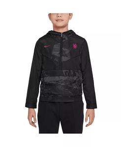 Куртка-анорак с капюшоном и полумолнией Chelsea Amplify Windrunner для больших мальчиков и девочек, черная Nike