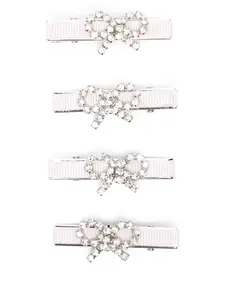 Набор заколок для волос с бантом Self-Portrait Kids, серебристый