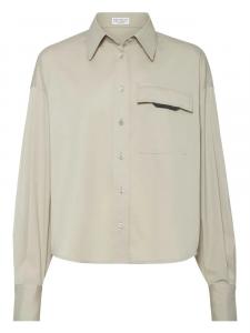 Рубашка из поплина Brunello Cucinelli, нейтральный