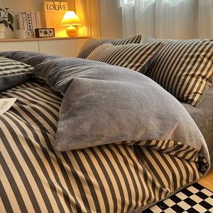 Antarctic Пододеяльник 180х220 см, односторонний вельвет, простые серые полоски, зимний утепленный