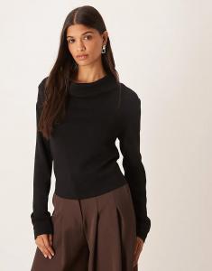 Приталенный трикотажный джемпер ASOS DESIGN черного цвета с драпировкой