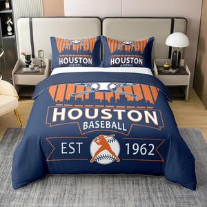 Erosebridal Бейсбольный комплект постельного белья Houston из 100% хлопка, Navy Orange, Houston