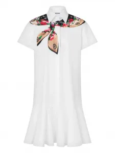 Платье с короткими рукавами и оборками Moschino, белый