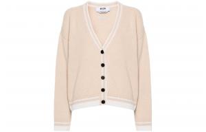 Кардиган с вышитым логотипом MSGM, светло-бежевый