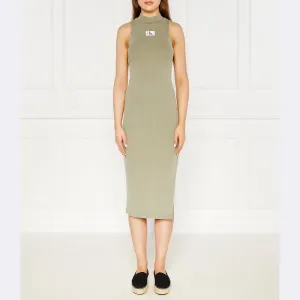 Платье с выстиранной ребристой этикеткой Calvin Klein, зеленый