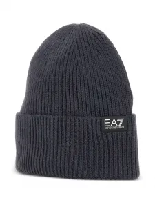 Шапка бини в рубчик с логотипом Ea7 Emporio Armani, серый