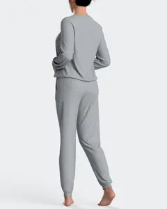 Женская длинная однотонная хлопковая пижама Impetus, серый