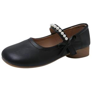 WUJI Туфли Мэри Джейн на массивном каблуке 3 см женские черные, цвет Black