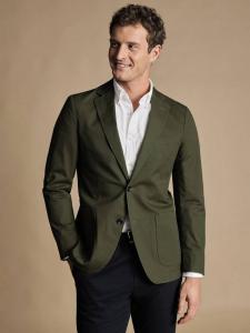 Стройнящий блейзер из хлопковой смеси с эластаном Charles Tyrwhitt, Olive