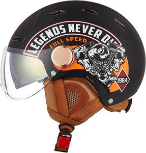 Полушлем мотоциклетный stdpcxz с двойным солнцезащитным козырьком, черный