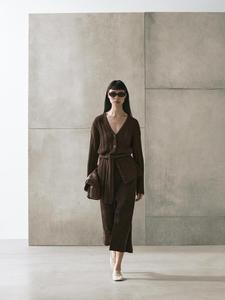 Вязаный кардиган с акцентом на талию Massimo Dutti, chocolate