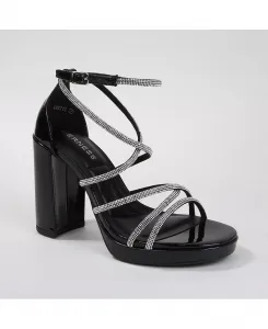 Туфли на платформе с ремешками и стразами Gretta BERNESS, черный