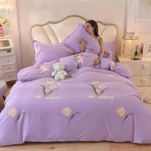 LUOLAI HOME Комплект постельного белья 3 предмета: пододеяльник 150×200 см, простыня, наволочка, цвет светло-фиолетовый sindi