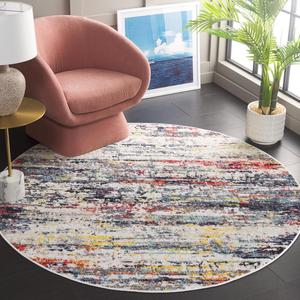 Ковер SAFAVIEH, 183 x 183 см, Adirondack Collection, Ivory & Navy Rust, современный абстрактный дизайн, не линяет и прост в уходе, идеален для помещений с высокой проходимостью: гостиная, спальня, столовая (ADR290A-6R)