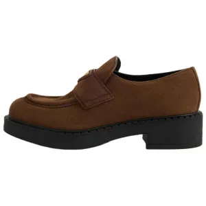 PRADA Шоколадные лоферы 5см женские brown