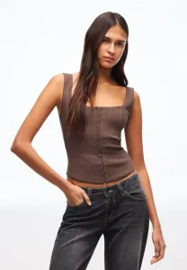 Блузка на бретельках Bershka, Dark Brown