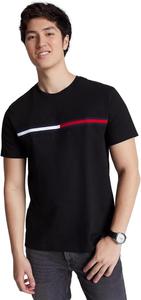 Мужская футболка Tommy Hilfiger Regular Fit с вышитым флагом и круглым вырезом, коллекция 2024 года, размер L, белая, Black.