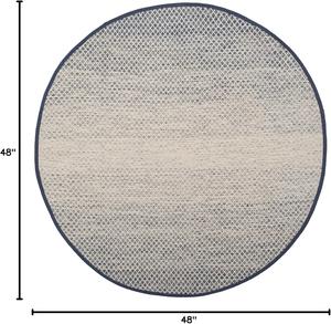 SAFAVIEH Montauk Collection круглый ковер 122 x 122 см Navy/Ivory MTK601C ручной работы из хлопка для прихожей, гостиной, спальни, кухни