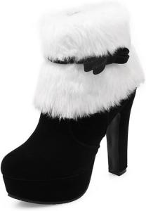 Женские рождественские ботинки на меху до щиколотки Makmeoyw, 34 Black
