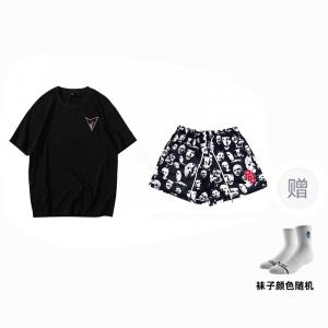 Мужские баскетбольные шорты Black BKCXZICE, шорты Bkc Portrait + белые оттенки короткий рукав (короткий рукав случайный) + в комплекте случайные спортивные носки