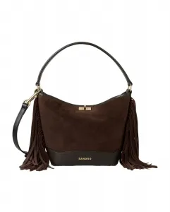 Женская замшевая сумка TANGOSO с бахромой Sandro, темно-коричневый