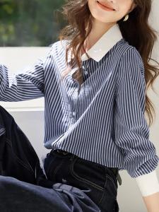 Полосатая рубашка в тон ткани, женская топ-топ Doux Belle, цвет Navy